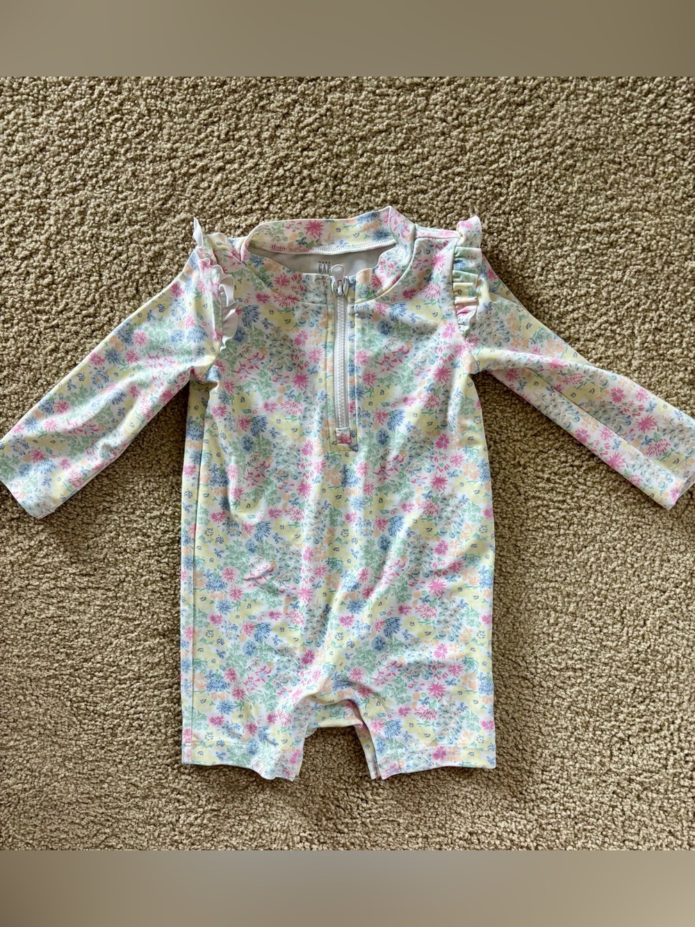 GAP Baby Floral Zip Rashguard Swimsuit- 12-18 months